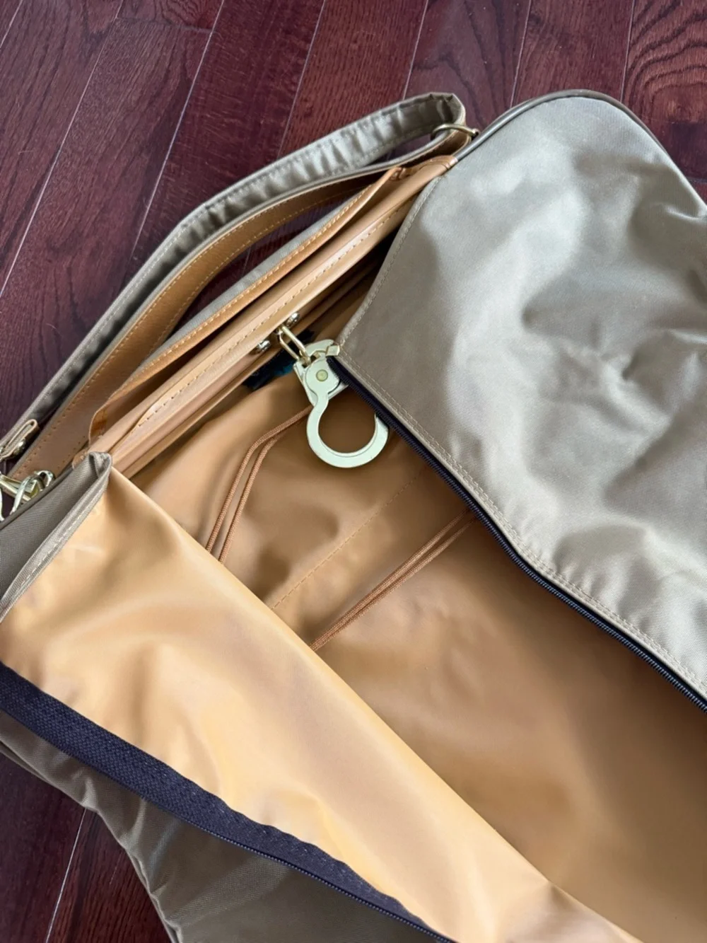 Samsonite Vintage Gold & Brown Leather Travel Suit Garment Folding Bag